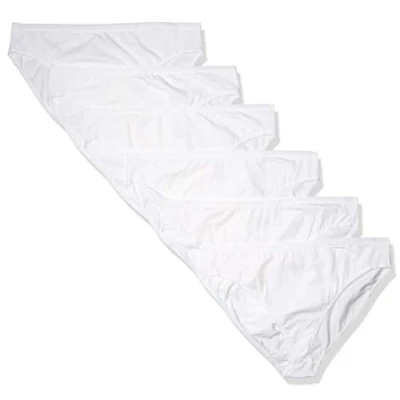 Abbildung von Amazon Essentials Damen Slip aus Baumwolle mit hohem Beinschnitt (in Übergröße erhältlich), 6er Pack, Weiß, 46