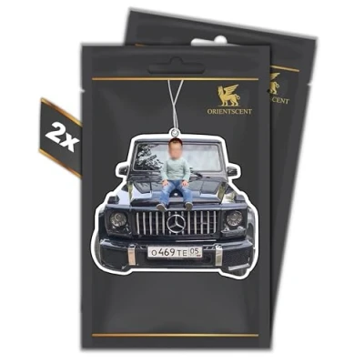 Abbildung von 2er Set G MODE MOTIV Duftbaum Luftfrischer automatischer Duftspender fürs Auto lustig tuning Car Air freshener Duftanhänger Auto, (ENGLISH PEAR &amp; FREESIA, 2 Stück)
