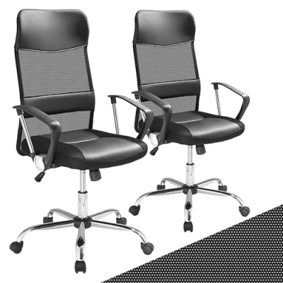 Abbildung von Casaria® 2X Bürostuhl Ergonomisch Hohe Rückenlehne Härtegradeinstellung 46 60cm Sitzhöhe Wippfunktion Lenden und Kopfstütze Büro Schreibtisch Dreh Stuhl