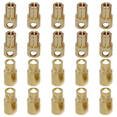 Abbildung von Boladge 10 Paar Vergoldete 8.0mm 8mm Bullet Männlich Buchse Bananenstecker Rundstecker für RC ESC Motor Lipo Batterie