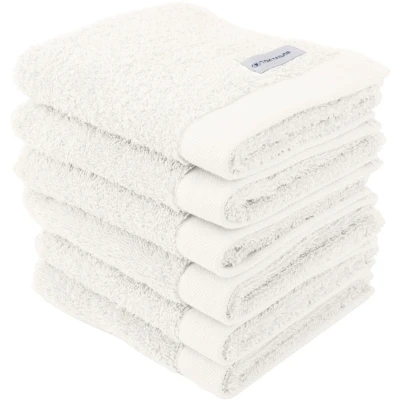 Abbildung von TOM TAILOR Gästehandtuch, 6er Set, 30 x 50 cm, 100% Baumwolle / Frottier, mit Aufhänger und Label Logo, COLOR BATH TOWEL Weiß (Crisp White)