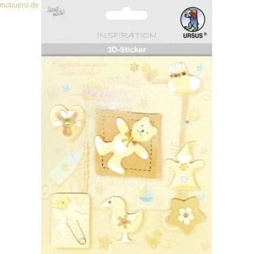 Abbildung von Ursus 56420057 3D Sticker Baby, bestehend aus mehreren Ebenen, verschiedenen hochwertigen Materialien, selbstklebend, ideal zum Verzieren von Grußkarten und Geschenken, Motiv 57