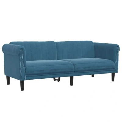 Abbildung von vidaXL Sofa 3 Sitzer, Couch mit Armlehnen Rückenlehne Stützbeine, Loungesofa für Wohnzimmer, Polstersofa Sofagarnitur, Modern, Blau Samt