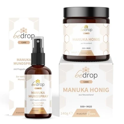 Abbildung von bedrop Echtes Manuka Set, Honig MGO400+ &amp; Propolis Anis Halsspray Spray Mundspray zum Sparpreis