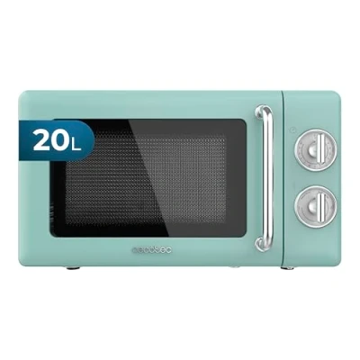 Abbildung von Cecotec Mikrowelle Proclean 3010 Retro Grün Mechanische, 20 l, 700 W, 6 Stufen, Timer bis zu 30 Minuten, Auftaumodus, Vintage Design in Grün, Stahl Finish