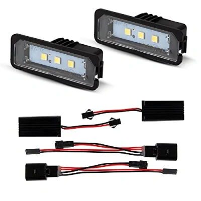 Abbildung von LLCTOOLS LED Kennzeichenbeleuchtung eingebauter CAN Bus Widerstand kompatibel mit diversen V W Modellen Zubehör Tuning Effizient/geringer Stromverbrauch leichte Installation