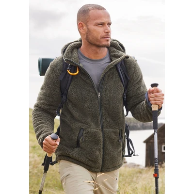 Abbildung von John Devin Kapuzenstrickjacke, in weichem Teddyfleece
