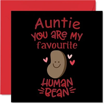 Abbildung von Stuff4 Lustige Geburtstagskarten für Tante Lieblingsbohne Witz Happy Birthday Karte von Neffen, Geburtstagsgeschenke, 145 mm x Grußkarten Geschenk