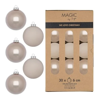 Abbildung von MAGIC by Inge Weihnachtsbaumkugel, Weihnachtskugeln Glas 6cm 30 Stück Fine Alabaster