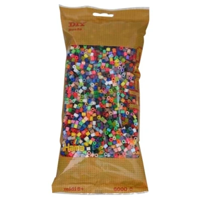 Abbildung von Hama Perlen 205 68 lperlen Beutel mit ca. 6.000 Midi Bastelperlen in 52 Farben Durchmesser 5 mm, kreativer Bastelspaß für Groß und Klein