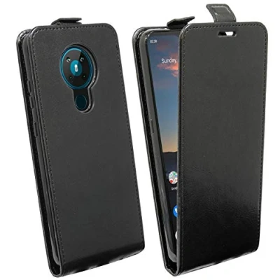 Abbildung von cofi1453® Flip Case kompatibel mit Nokia 5.3 Handy Tasche vertikal aufklappbar Schutzhülle Klapp Hülle Schwarz