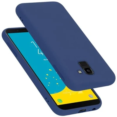 Abbildung von Cadorabo Hülle kompatibel mit Samsung Galaxy J6 2018 Silikon Handyhülle für Case aus flüssigem stoßfeste dünne TPU Schutzhülle Liquid BLAU
