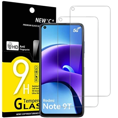 Abbildung von NEW&#039;C 2 Stück, Panzer Schutz Glas für Xiaomi Redmi Note 9T 5G, Frei von Kratzern, 9H Härte, HD Displayschutzfolie, 0.33mm Ultra klar, Ultrabeständig