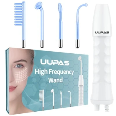 Abbildung von Hochfrequenzstab UUPAS Tragbar 4 in 1 Blau Gesicht Haut Gesichtsmaschine mit Stk. Tuben für Home Us Hochfrequenzgerät zur Akne Straffung Hautverjüngung Faltenentfernung
