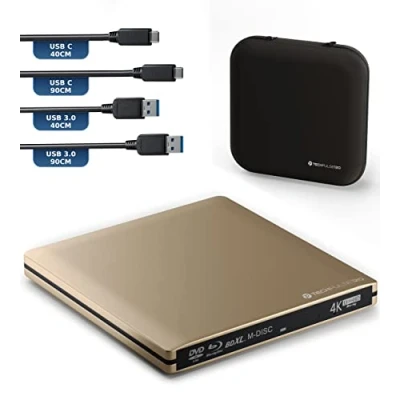 Abbildung von techPulse120 USB 3.1 Blu ray DVD CD C UHD 4k 3D M DISC BDXL HDR10 100GB Brenner