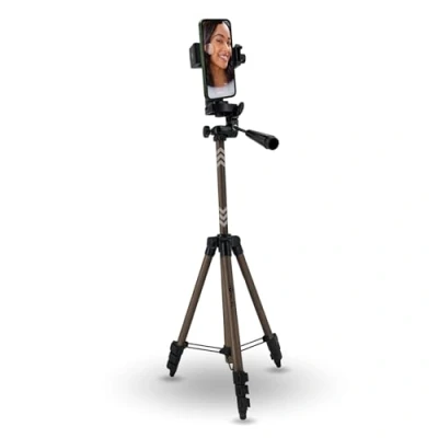 Abbildung von TronicXL Handy Stativ drehbar Smartphone Halterung Ständer Tripod Halter Video Kamerastativ (Ausfahrbare Mittelsäule, Wasserwaage)