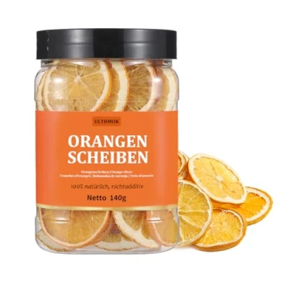 Abbildung von ULTHMOK Hochwertige Getrocknete Orangenscheiben 140g, 100% Natürlich und Ohne Zusatzstoffe, Kein Zuckerzusatz, Ideal für Tee, Kuchen Joghurt