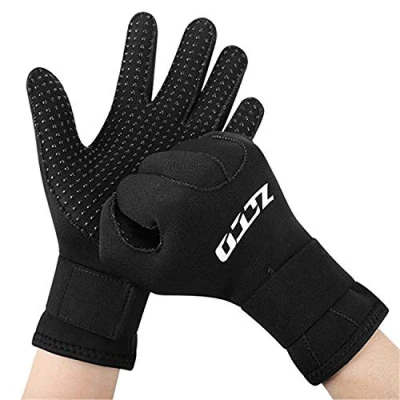 Abbildung von ZCCO 3mm Neopren Tauchhandschuhe,doppelschichtige Thermo Neoprenanzughandschuhe mit elastischem Handgelenk und rutschfesten Partikeln zum Tauchen,Surfen,Schnorcheln(ST 3mm,2XL)