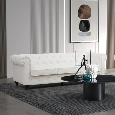 Abbildung von Großes 3 Sitzer Sofa Chesterfield Weiß Menzzo