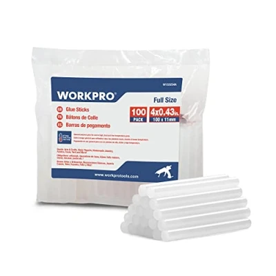 Abbildung von WORKPRO Heißklebestifte, 100 x 11 mm, transparent, universal, für Heißklebepistole, ideal Heimwerker, Handwerk, Freizeit, Stück