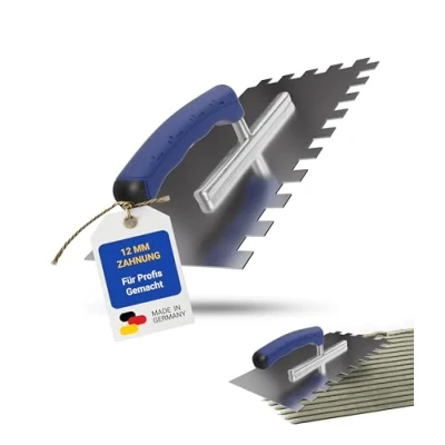 Abbildung von Karl Dahm® Softgriff Zahnkelle 12 mm Profi Glättekelle aus rostfreiem Edelstahl Ergonomischer Griff Ermüdungsfreies Arbeiten Made in Germany 11643