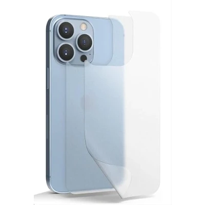 Abbildung von GIOPUEY Rückseite Folie Kompatibel mit iPhone 13 Pro, Hochwertige Materialien TPU Matte Textur Pro Schutzfolie Translucent [2 Stück]