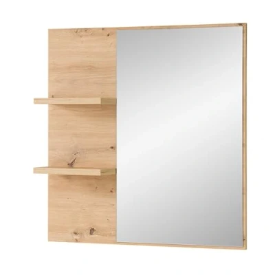 Abbildung von Stella Trading BARI Wandspiegel in Artisan Eiche Optik FSC Zertifiziert Praktischer Spiegel mit Ablage für Flur &amp; Garderobe 78 x 80 17 cm (B/H/T)