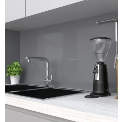 Abbildung von MyMaxxi Küchenrückwand Folie selbstklebend matt einfache Montage ohne Bohren 0,4mm stark Versteift Motiv Farbe Mondgrau unifarben 60cm hoch Spritzschutz Küche Klebefolie einfarbig 220 x