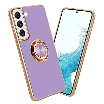 Abbildung von Cadorabo Hülle kompatibel mit Samsung Galaxy S21 Plus Schutzhülle TPU Silikon Case Ring Design Kameraschutz Slim Kratzfest Weiche Gummi Rundumschutz für in Lila