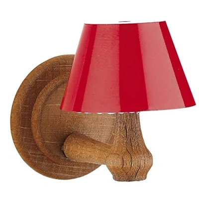 Abbildung von Wandlampe mit Kunststoffschhirm f&uuml;r Puppenhaus, Schirm rot