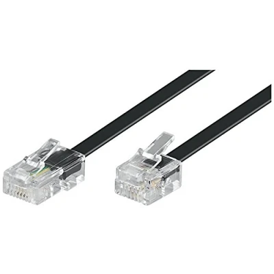 Abbildung von Goobay 68578 Telefonkabel RJ11 Stecker auf RJ45 Flachkabel Kabel für Faxgerät DSL Modem VDSL Router ISDN Schwarz 10m