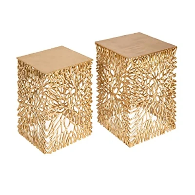 Abbildung von riess ambiente Beistelltisch LEAF 30cm gold (Set, 1 St), Nachttisch · Metall Handarbeit Modern Design
