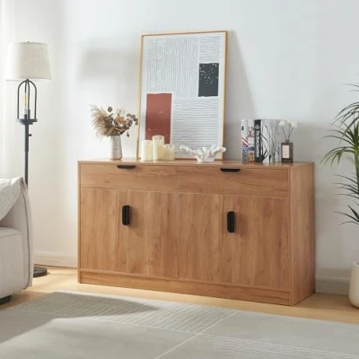Abbildung von en.casa Sideboard, Sideboard »Varkaus« 75x140x40cm MDF Eichenoptik