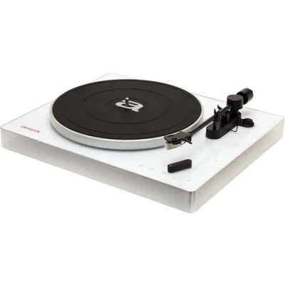 Abbildung von Aiwa APX 680BT: Bluetooth Plattenspieler, 2 Geschwindigkeiten 33/45 U/min, magnetische Aluminiumkapsel, balancierter Arm, Farbe: weiß, 680BT/WH