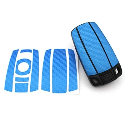 Abbildung von Finest Folia Schlüssel Folie K141 für 3 Tasten Auto (nur Keyless Go) Folien Cover (Blau Carbon)