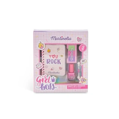 Abbildung von AQUARIUS MARTINELIA SUPER GIRL NOTEBOOK &amp; BEAUTY SET, Mädchen Geschenkset mit Notizbuch, Nagellack und Puder Box, perfekt für junge