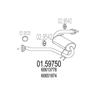 Abbildung von MTS 01.59750 Mittelschalldämpfer 1170 ALFA ROMEO: GTV, Spider