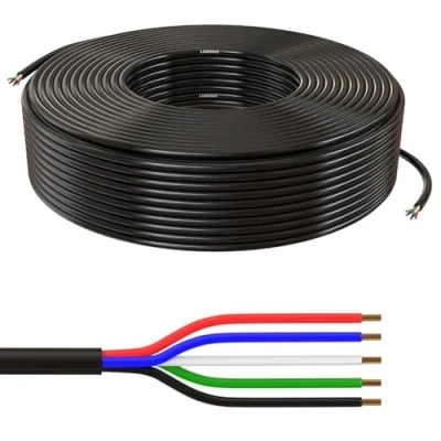 Abbildung von Lumonic 5x 0,34mm² RGBW LED Steuerleitung schwarz 100m I ummanteltes 5 adriges Kabel flexibel Geschirmtes Steuerkabel, LiYY Verlängerung, Stromkabel