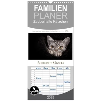 Abbildung von Familienplaner 2025 Zauberhafte Kätzchen mit 5 Spalten (Wandkalender, 21 cm x 45 cm), CALVENDO