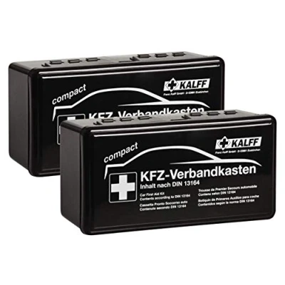 Abbildung von Kalff 41620304 Verbandskasten Auto Compact DIN 13164, besonders klein, mit Erste Hilfe Broschüre 2er Set