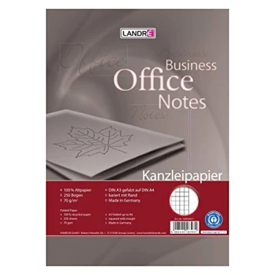 Abbildung von Landré Kanzlei Papier Recycling A3 auf A4 gefalzt, kariert, 70 g/m², 250 Bogen