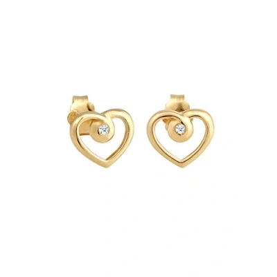 Abbildung von Elli DIAMONDS Ohrringe Damen Ohrstecker Herz Liebe mit Diamant (0.03 ct.) in 585 Gelbgold
