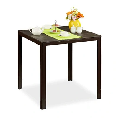 Abbildung von relaxdays Gartentisch Quadratischer Holzoptik