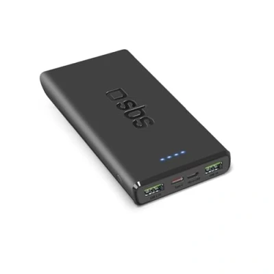 Abbildung von SBS PowerBank 10K Fast, 10.000 mAh Power Delivery, Schnellladung 22,5 W, Adaptive Fast Charge (AFC), Status LED, USB C, A, Ladegerät für iPhone, iPad, AirPods, Samsung, Tablet, Smartphone
