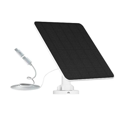 Abbildung von Solarpanel für Überwachungskamera Aussen Akku, 6W USB Solarmodul kompatibel mit DC 5V wiederaufladbare Batterie Überwachungskamera, Kamera einstellbarer Sicherheit Wandhalterung