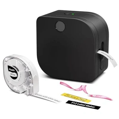 Abbildung von Phomemo P12 Etikettendrucker, Mini Beschriftungsgerät Bluetooth, Etikettiergerät Selbstklebend Kompatibel with iOS &amp; Android Phone, Thermotransfer Labeldrucker für Zuhause, Büro