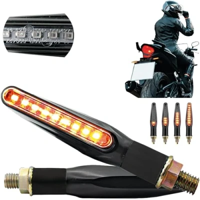 Abbildung von Qindalo Motorrad Blinker, 4 Stück, flexibel, für den TÜV zugelassen, hohe Sichtbarkeit und wasserdicht, zugelassen Motorrad.