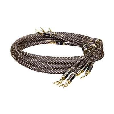 Abbildung von Dynavox Black Line Lautspecherkabel, Paar, Flexibles Premium High End Kabel mit hochwertigen Bananensteckern, konfektioniert, Farbe schwarz, Länge 3m