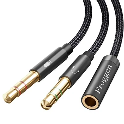 Abbildung von Froggen Audio Y Splitter Adapter, 3.5mm Buchse auf Doppel Klinkenstecker (Headset und Mikrofon) Headset Adapter für Headset/Desktop/Laptop