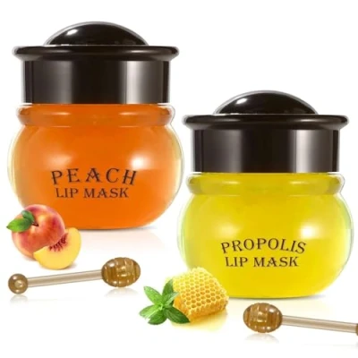 Abbildung von Lip Mask, Lippen Maske, Lippenmaske Pads, Anti Aging Moisturizing Geeignet für Trocken &amp; Rissige Lippen, Collagen Lippe Schlafen Maske Lippenpflege (Pfirsich&amp;Honig)